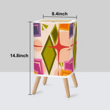 Retro Nordic Square Small Trash Can with Lid, Atomic Mid Century Pattern