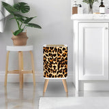 Scandi 1970s Style Square Small Trash Can with Lid, Leopardskin seamless Pattern