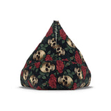 Black Red Green Gothic Bean Bag Chair Cover - Skulls and Roses Decor for Game Rooms, Lounge, Living Room - 2 sizes