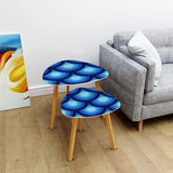 Blue Peacock Eyes Retro Tripod Nesting Table Set - Midcentury tables
