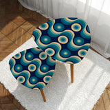 Blue 70s Retro Nesting Coffee Table Set: Midcentury Tripod Side Tables