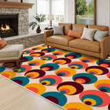 Atomic Midcentury Area Rug 48"x72" – White Border Retro Modern Design