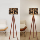 Leopard Print Retro Nordic Tripod Floor Lamp: Linen Shade, Smart LED Remote