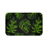 Retro 60s Monstera Pattern Bath Mat | Mid Century Black Green Decor