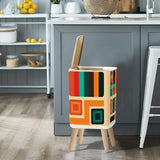 Small 70s Retro Trash Can with Lid: Scandi Midcentury Style Wastebasket