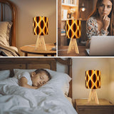 Midcentury Modern Table Lamp – Wood Tripod Base, Linen Shade