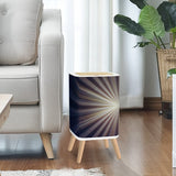 Retro Scandi Square Small Trash Can with Lid, Sunburst Black White