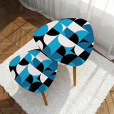 Blue Black White Bauhaus Style Retro Tripod Nesting Coffee Table Set