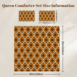 70s Retro Comforter Set Peacock Pattern: Queen Size Microfiber Bedding with Orange Brown Print