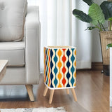 70s Retro Midcentury Modern Wastebasket: Colorful Nordic Trash Can with Lid