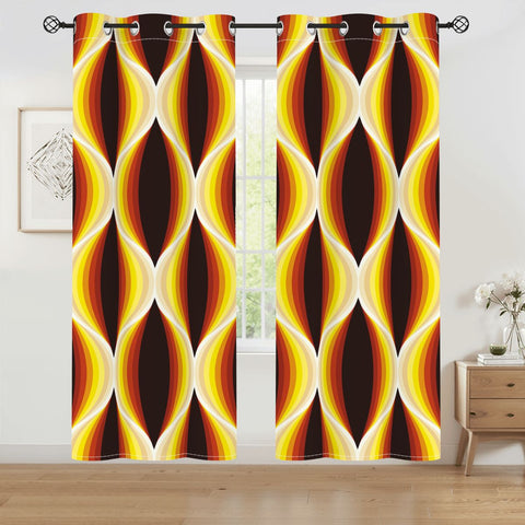 Midcentury 70s Retro Blackout Curtains: Bold Vibrant Honeycomb Pattern