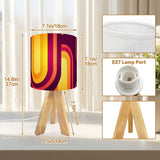 Midcentury Retro Tripod Table Lamp: Vibrant Orange Red Linen Shade, Remote