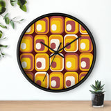 Orange Brown Retro 70s Round Rug, Boho Chenille Mid-Century Style Area Carpet