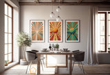 70s style Sunburst PRINTABLE WALL ART, 4 Unique Retro Design Prints, Midcentury Wall Decor