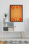 70s style Sunburst PRINTABLE WALL ART, 4 Unique Retro Design Prints, Midcentury Wall Decor