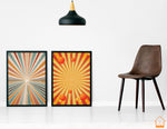 70s style Sunburst PRINTABLE WALL ART, 4 Unique Retro Design Prints, Midcentury Wall Decor