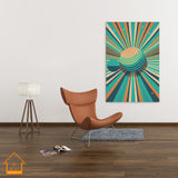 70s style Sunburst PRINTABLE WALL ART, 4 Unique Retro Design Prints, Midcentury Wall Decor