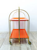 Iconic orange golden 1970s FOLDABLE BAR CART 'Dinett' by Bremshey