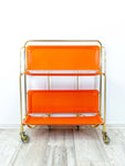 Iconic orange golden 1970s FOLDABLE BAR CART 'Dinett' by Bremshey