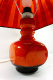 Cute 1970s high glossy red CERAMIC TABLE LAMP Westgerman Pottery light