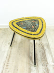 Black yellow 60s tripod MOSAIC side end table, midcentury PLANT STAND