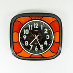 Fabulous orange red brown 1970s ceramic WALL CLOCK by Pallas, Westgermany