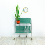 Iconic 1970s ocean-green faux-wood FOLDING BAR CART 'Dinett'