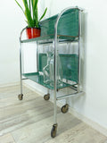 Iconic 1970s ocean-green faux-wood FOLDING BAR CART 'Dinett'