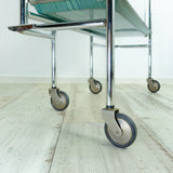 Iconic 1970s ocean-green faux-wood FOLDING BAR CART 'Dinett'