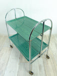 Iconic 1970s ocean-green faux-wood FOLDING BAR CART 'Dinett'