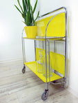 Iconic bright yellow 1970s FOLDABLE SERVING TROLLEY Dinett by Bremshey