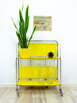 Iconic bright yellow 1970s FOLDABLE SERVING TROLLEY Dinett by Bremshey