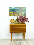 Extraordinary 60s MIDCENTURY swivel drawer storage or SEWING BOX