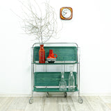 Perfect Ocean-Green 1970s FOLDABLE BAR CART 'Dinett' by Bremshey Westgermany