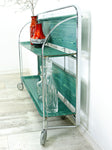 Perfect Ocean-Green 1970s FOLDABLE BAR CART 'Dinett' by Bremshey Westgermany