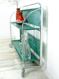 Perfect Ocean-Green 1970s FOLDABLE BAR CART 'Dinett' by Bremshey Westgermany