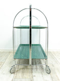 Perfect Ocean-Green 1970s FOLDABLE BAR CART 'Dinett' by Bremshey Westgermany