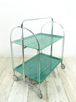 Perfect Ocean-Green 1970s FOLDABLE BAR CART 'Dinett' by Bremshey Westgermany