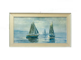 Framed VINTAGE SEASCAPE PRINT of a midcentury oil painting, ca. 1960s