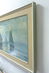 Framed VINTAGE SEASCAPE PRINT of a midcentury oil painting, ca. 1960s