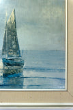 Framed VINTAGE SEASCAPE PRINT of a midcentury oil painting, ca. 1960s