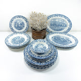 MYOTTS COUNTRY LIFE blue, Set Of 6 Dinner Plates, Staffordshire Dishes England