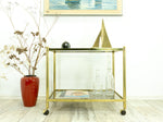 Large Rectangular 80s Vintage Golden Bar CART, two SMOKED GLASS Tiers