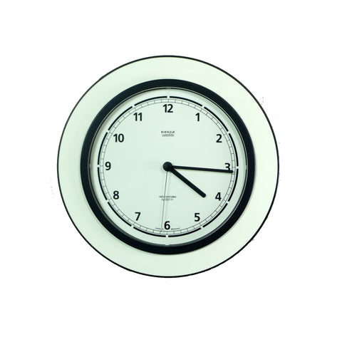 Black White 1990s Radio-Controlled VINTAGE WALL CLOCK by Kienzle, Germany