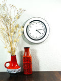 Black White 1990s Radio-Controlled VINTAGE WALL CLOCK by Kienzle, Germany