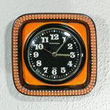 1970s ORANGE Black Westgerman WALL CLOCK by Electrica, Junghans movement