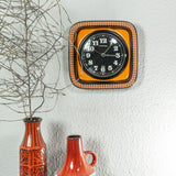 1970s ORANGE Black Westgerman WALL CLOCK by Electrica, Junghans movement