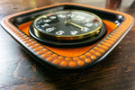1970s ORANGE Black Westgerman WALL CLOCK by Electrica, Junghans movement