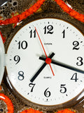 Orange Brown BRUTALIST 1970s Midcentury Ceramic WALL CLOCK by Europa