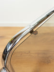 XL Square 1970s Midcentury Smoked GLASS Chromed Coffee TABLE